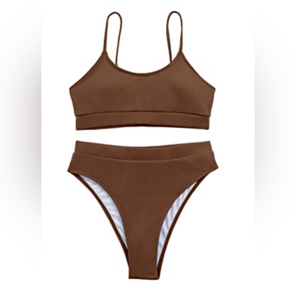 Live life women’s brown beach set bra bottoms M NWT L127-5